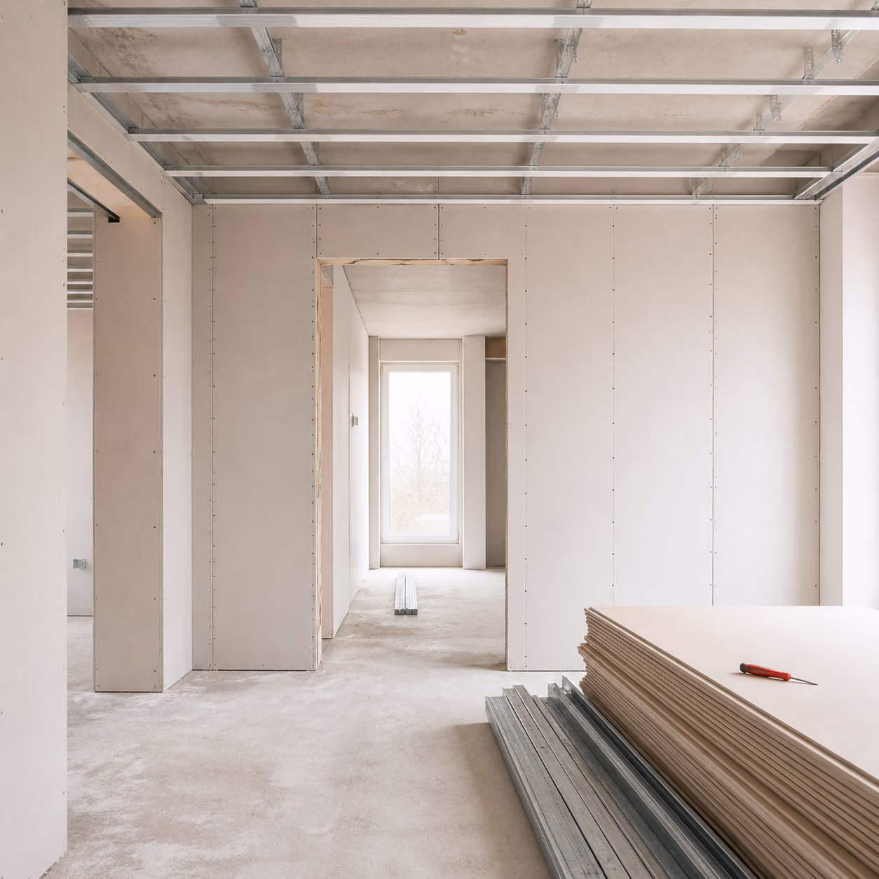 KI-generierte Beispielvisualisierung einer neuen Raumaufteilung im Innenausbau.